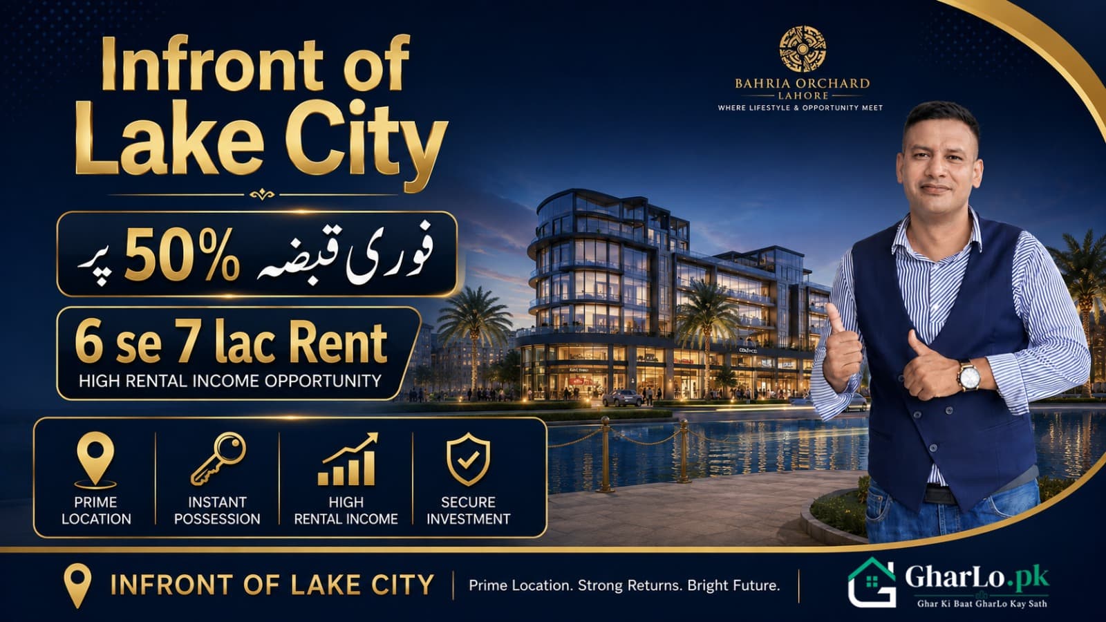 Commercial and Residential Property in Front of Lake City | Bahria Orchard Investment Deal